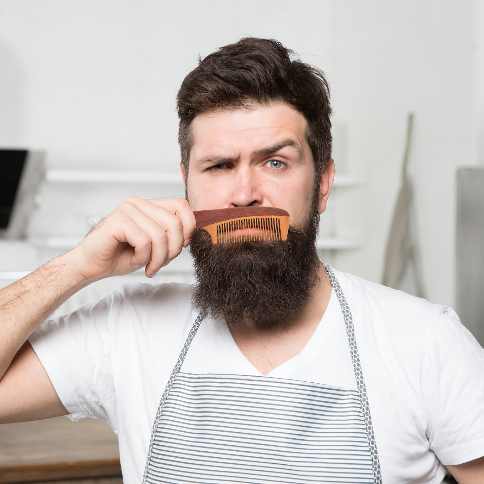 Beard Oil - Baardkam voor mannen, houten snor-kam, compact